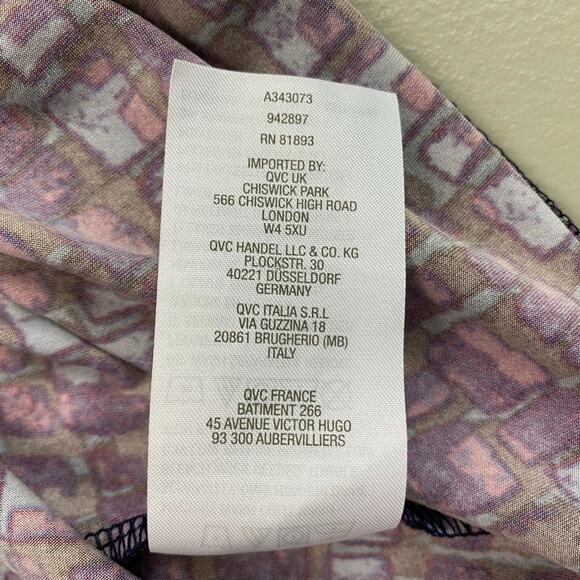 Susan Graver Top 2X Brushed Liquid Knit Purple Abstract Geo Bell Sleeve A343073 - Picture 8 of 11